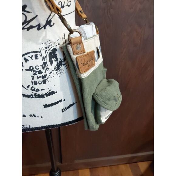 Selina Vaughan Studios Canvas Crossbody Bag Small Seed Sack Beer Bottle Grunge - Picture 5 of 9